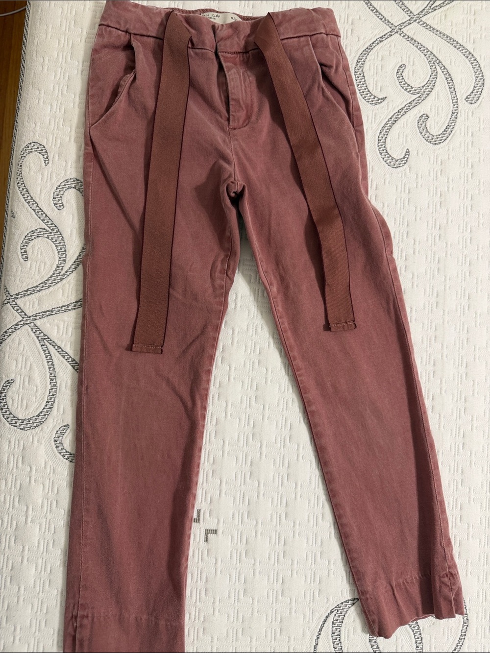 Zara Girls Mauve Pull-On Pants with Waist Tie